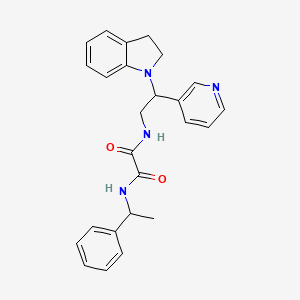 molecular formula C25H26N4O2 B2797680 N1-(2-(indolin-1-yl)-2-(pyridin-3-yl)ethyl)-N2-(1-phenylethyl)oxalamide CAS No. 898432-35-4