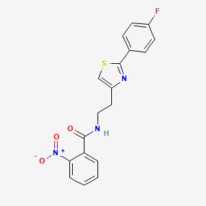 molecular formula C18H14FN3O3S B2797684 N-(2-(2-(4-fluorophenyl)thiazol-4-yl)ethyl)-2-nitrobenzamide CAS No. 923156-33-6