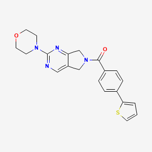 molecular formula C21H20N4O2S B2797685 (2-morpholino-5H-pyrrolo[3,4-d]pyrimidin-6(7H)-yl)(4-(thiophen-2-yl)phenyl)methanone CAS No. 2034253-84-2