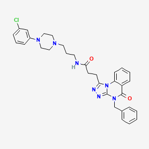 molecular formula C32H34ClN7O2 B2797686 3-(4-benzyl-5-oxo-4,5-dihydro-[1,2,4]triazolo[4,3-a]quinazolin-1-yl)-N-(3-(4-(3-chlorophenyl)piperazin-1-yl)propyl)propanamide CAS No. 887213-38-9