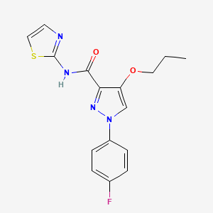 molecular formula C16H15FN4O2S B2797689 1-(4-氟苯基)-4-丙氧基-N-(噻唑-2-基)-1H-吡唑-3-甲酰胺 CAS No. 1171483-71-8