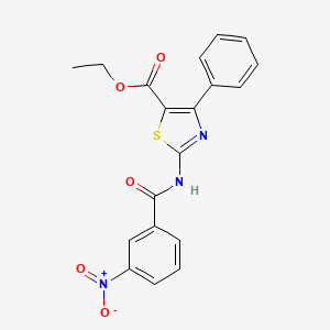 molecular formula C19H15N3O5S B2797700 Ethyl 2-[(3-nitrobenzoyl)amino]-4-phenyl-1,3-thiazole-5-carboxylate CAS No. 312604-97-0