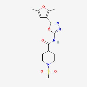 molecular formula C15H20N4O5S B2797706 N-(5-(2,5-dimethylfuran-3-yl)-1,3,4-oxadiazol-2-yl)-1-(methylsulfonyl)piperidine-4-carboxamide CAS No. 1251709-98-4