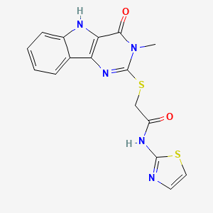 2-((3-methyl-4-oxo-4,5-dihydro-3H-pyrimido[5,4-b]indol-2-yl)thio)-N-(thiazol-2-yl)acetamide