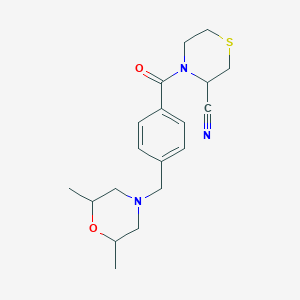 4-{4-[(2,6-Dimethylmorpholin-4-yl)methyl]benzoyl}thiomorpholine-3-carbonitrile