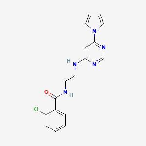 molecular formula C17H16ClN5O B2797742 N-(2-((6-(1H-吡咯-1-基)嘧啶-4-基)氨基)乙基)-2-氯苯甲酰胺 CAS No. 1421484-65-2