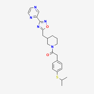 molecular formula C23H27N5O2S B2797746 2-(4-(Isopropylthio)phenyl)-1-(3-((3-(pyrazin-2-yl)-1,2,4-oxadiazol-5-yl)methyl)piperidin-1-yl)ethanone CAS No. 1704649-52-4
