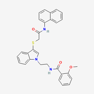 2-methoxy-N-[2-[3-[2-(naphthalen-1-ylamino)-2-oxoethyl]sulfanylindol-1-yl]ethyl]benzamide
