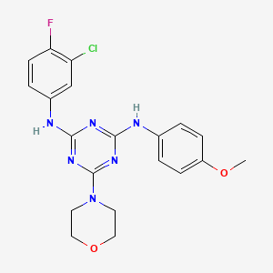molecular formula C20H20ClFN6O2 B2797756 N2-(3-chloro-4-fluorophenyl)-N4-(4-methoxyphenyl)-6-morpholino-1,3,5-triazine-2,4-diamine CAS No. 898611-58-0