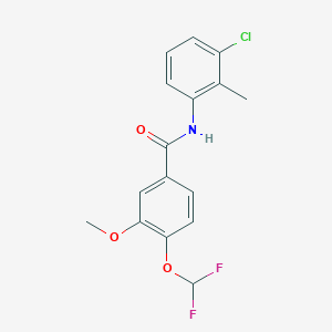 molecular formula C16H14ClF2NO3 B279776 N-(3-chloro-2-methylphenyl)-4-(difluoromethoxy)-3-methoxybenzamide 