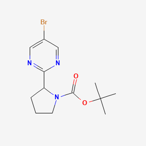 molecular formula C13H18BrN3O2 B2797766 叔丁基2-(5-溴嘧啶-2-基)吡咯啉-1-羧酸酯 CAS No. 2137646-95-6