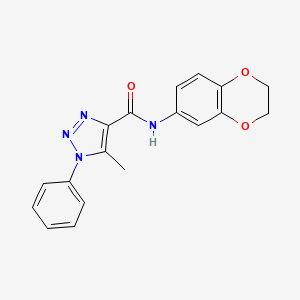 molecular formula C18H16N4O3 B2797767 N-(2,3-Dihydro-1,4-benzodioxin-6-yl)-1-phenyl-5-methyl-1H-1,2,3-triazole-4-carboxamide CAS No. 950250-48-3