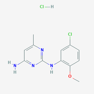 molecular formula C12H14Cl2N4O B2797779 N2-(5-chloro-2-methoxyphenyl)-6-methylpyrimidine-2,4-diamine hydrochloride CAS No. 1396865-77-2