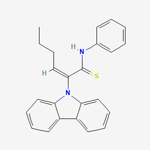 molecular formula C24H22N2S B2797780 2-(9H-Carbazol-9-yl)-N-phenylhex-2-enethioamide CAS No. 136617-33-9