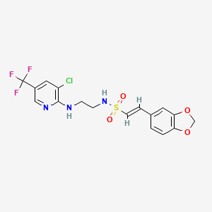 molecular formula C17H15ClF3N3O4S B2797783 (E)-2-(1,3-benzodioxol-5-yl)-N-[2-[[3-chloro-5-(trifluoromethyl)pyridin-2-yl]amino]ethyl]ethenesulfonamide CAS No. 339105-35-0