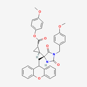molecular formula C36H32N2O7 B2797784 Cyclopropanecarboxylic acid, 2-[(4R)-1-[(4-methoxyphenyl)methyl]-2,5-dioxo-4-(9H-xanthen-9-ylmethyl)-4-imidazolidinyl]-, 4-methoxyphenyl ester, (1S,2S)- CAS No. 201851-12-9