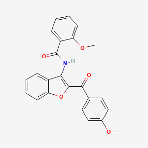 molecular formula C24H19NO5 B2797789 2-methoxy-N-[2-(4-methoxybenzoyl)-1-benzofuran-3-yl]benzamide CAS No. 630052-25-4