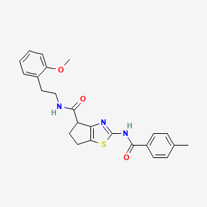 molecular formula C24H25N3O3S B2797796 N-(2-methoxyphenethyl)-2-(4-methylbenzamido)-5,6-dihydro-4H-cyclopenta[d]thiazole-4-carboxamide CAS No. 942005-07-4