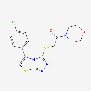 molecular formula C16H15ClN4O2S2 B2797806 2-[[5-(4-Chlorophenyl)-[1,3]thiazolo[2,3-c][1,2,4]triazol-3-yl]sulfanyl]-1-morpholin-4-ylethanone CAS No. 671200-00-3