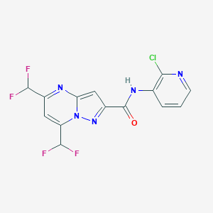 molecular formula C14H8ClF4N5O B279781 N-(2-chloropyridin-3-yl)-5,7-bis(difluoromethyl)pyrazolo[1,5-a]pyrimidine-2-carboxamide 