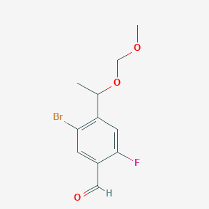molecular formula C11H12BrFO3 B2797819 5-Bromo-2-fluoro-4-[1-(methoxymethoxy)ethyl]benzaldehyde CAS No. 2044714-57-8