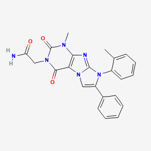 molecular formula C23H20N6O3 B2797827 2-[4-Methyl-6-(2-methylphenyl)-1,3-dioxo-7-phenylpurino[7,8-a]imidazol-2-yl]acetamide CAS No. 896291-37-5
