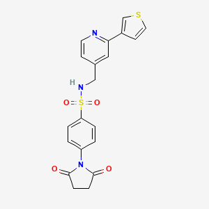 molecular formula C20H17N3O4S2 B2797838 4-(2,5-dioxopyrrolidin-1-yl)-N-((2-(thiophen-3-yl)pyridin-4-yl)methyl)benzenesulfonamide CAS No. 2034449-86-8