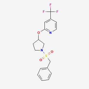 molecular formula C17H17F3N2O3S B2797839 2-((1-(Benzylsulfonyl)pyrrolidin-3-yl)oxy)-4-(trifluoromethyl)pyridine CAS No. 2034445-21-9