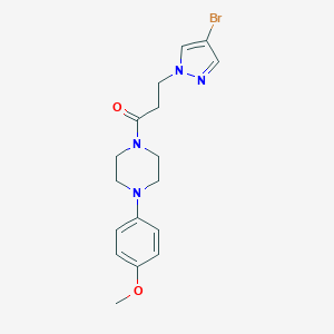 molecular formula C17H21BrN4O2 B279784 4-{4-[3-(4-bromo-1H-pyrazol-1-yl)propanoyl]-1-piperazinyl}phenyl methyl ether 