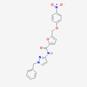 molecular formula C22H18N4O5 B279785 N-(1-benzyl-1H-pyrazol-3-yl)-5-({4-nitrophenoxy}methyl)-2-furamide 