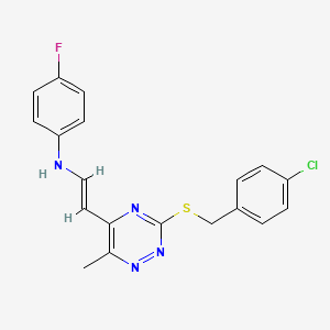 N-(2-(3-((4-Chlorobenzyl)sulfanyl)-6-methyl-1,2,4-triazin-5-yl)vinyl)-4-fluoroaniline