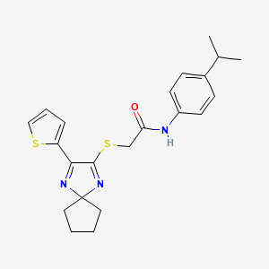 N-(4-isopropylphenyl)-2-((3-(thiophen-2-yl)-1,4-diazaspiro[4.4]nona-1,3-dien-2-yl)thio)acetamide