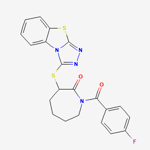 1-(4-Fluorobenzoyl)-3-{7-thia-2,4,5-triazatricyclo[6.4.0.0^{2,6}]dodeca-1(8),3,5,9,11-pentaen-3-ylsulfanyl}azepan-2-one