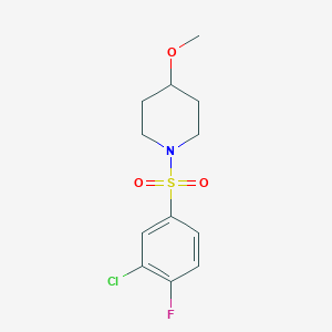 molecular formula C12H15ClFNO3S B2797872 1-((3-Chloro-4-fluorophenyl)sulfonyl)-4-methoxypiperidine CAS No. 1234867-06-1