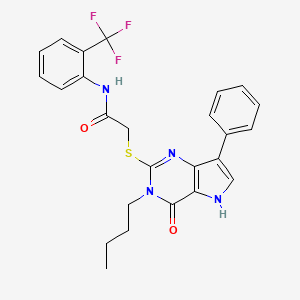 molecular formula C25H23F3N4O2S B2797883 2-((3-丁基-4-氧代-7-苯基-4,5-二氢-3H-吡咯并[3,2-d]嘧啶-2-基)硫)-N-(2-(三氟甲基)苯基)乙酰胺 CAS No. 2034482-56-7