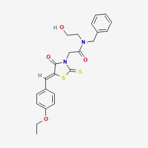 molecular formula C23H24N2O4S2 B2797909 N-benzyl-2-[(5Z)-5-[(4-ethoxyphenyl)methylidene]-4-oxo-2-sulfanylidene-1,3-thiazolidin-3-yl]-N-(2-hydroxyethyl)acetamide CAS No. 476665-37-9