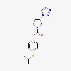 molecular formula C17H22N4OS B2797915 1-(3-(1H-1,2,3-triazol-1-yl)pyrrolidin-1-yl)-2-(4-(isopropylthio)phenyl)ethanone CAS No. 1798517-95-9