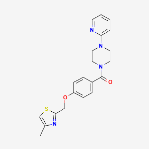 molecular formula C21H22N4O2S B2797925 (4-((4-Methylthiazol-2-yl)methoxy)phenyl)(4-(pyridin-2-yl)piperazin-1-yl)methanone CAS No. 1251565-63-5