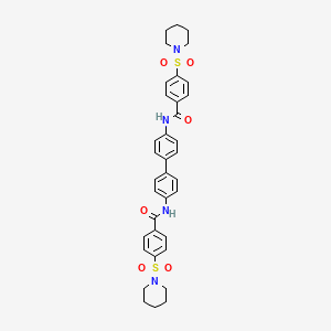 molecular formula C36H38N4O6S2 B2797929 4-piperidin-1-ylsulfonyl-N-[4-[4-[(4-piperidin-1-ylsulfonylbenzoyl)amino]phenyl]phenyl]benzamide CAS No. 392326-76-0
