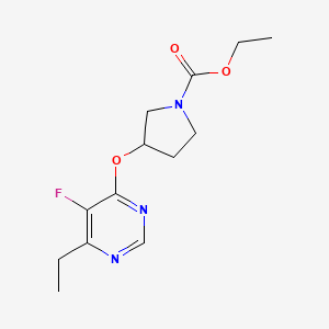 molecular formula C13H18FN3O3 B2797946 Ethyl 3-((6-ethyl-5-fluoropyrimidin-4-yl)oxy)pyrrolidine-1-carboxylate CAS No. 2034248-31-0
