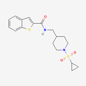 molecular formula C18H22N2O3S2 B2797964 N-((1-(cyclopropylsulfonyl)piperidin-4-yl)methyl)benzo[b]thiophene-2-carboxamide CAS No. 2034554-00-0