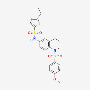 molecular formula C22H24N2O5S3 B2797980 5-乙基-N-(1-((4-甲氧基苯基)磺酰)-1,2,3,4-四氢喹啉-6-基)噻吩-2-磺酰胺 CAS No. 946283-86-9