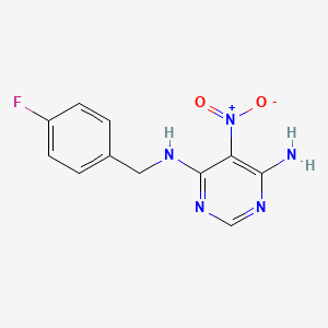 molecular formula C11H10FN5O2 B2797982 N-(4-fluorobenzyl)-5-nitro-4,6-pyrimidinediamine CAS No. 450344-88-4