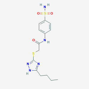 molecular formula C14H19N5O3S2 B279801 2-[(5-丁基-1H-1,2,4-三唑-3-基)硫代]-N-(4-磺酰胺基苯基)乙酰胺 