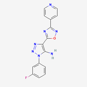 molecular formula C15H10FN7O B2798013 3-(3-Fluorophenyl)-5-(3-pyridin-4-yl-1,2,4-oxadiazol-5-yl)triazol-4-amine CAS No. 892766-26-6