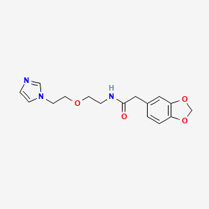 molecular formula C16H19N3O4 B2798037 2-(2H-1,3-苯并二噁-5-基)-N-{2-[2-(1H-咪唑-1-基)乙氧基]乙基}乙酰胺 CAS No. 2034537-35-2