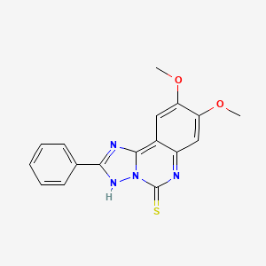 molecular formula C17H14N4O2S B2798045 8,9-二甲氧基-2-苯基-3H-[1,2,4]三嗪并[1,5-c]喹唑啉-5-硫酮 CAS No. 902593-13-9
