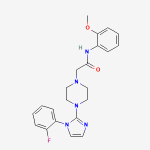 molecular formula C22H24FN5O2 B2798064 2-(4-(1-(2-氟苯基)-1H-咪唑-2-基)哌嗪-1-基)-N-(2-甲氧基苯基)乙酰胺 CAS No. 1021132-45-5