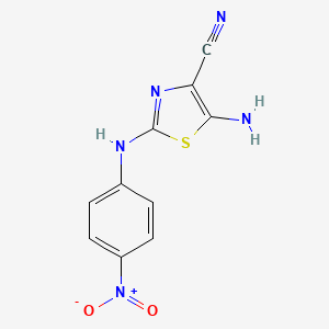molecular formula C10H7N5O2S B2798071 5-Amino-2-(4-nitroanilino)-1,3-thiazole-4-carbonitrile CAS No. 134312-09-7