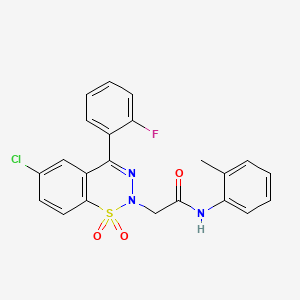 molecular formula C22H17ClFN3O3S B2798073 2-[6-chloro-4-(2-fluorophenyl)-1,1-dioxido-2H-1,2,3-benzothiadiazin-2-yl]-N-(2-methylphenyl)acetamide CAS No. 1031575-15-1